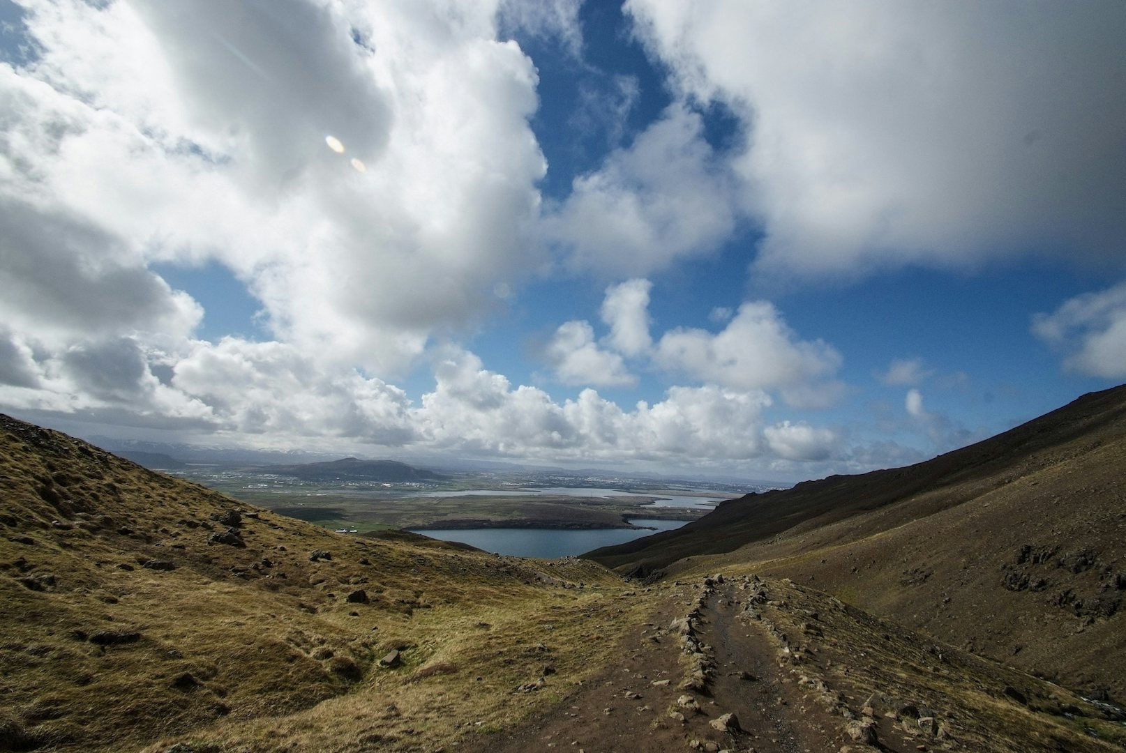 the view walking up Mount Esja in Iceland