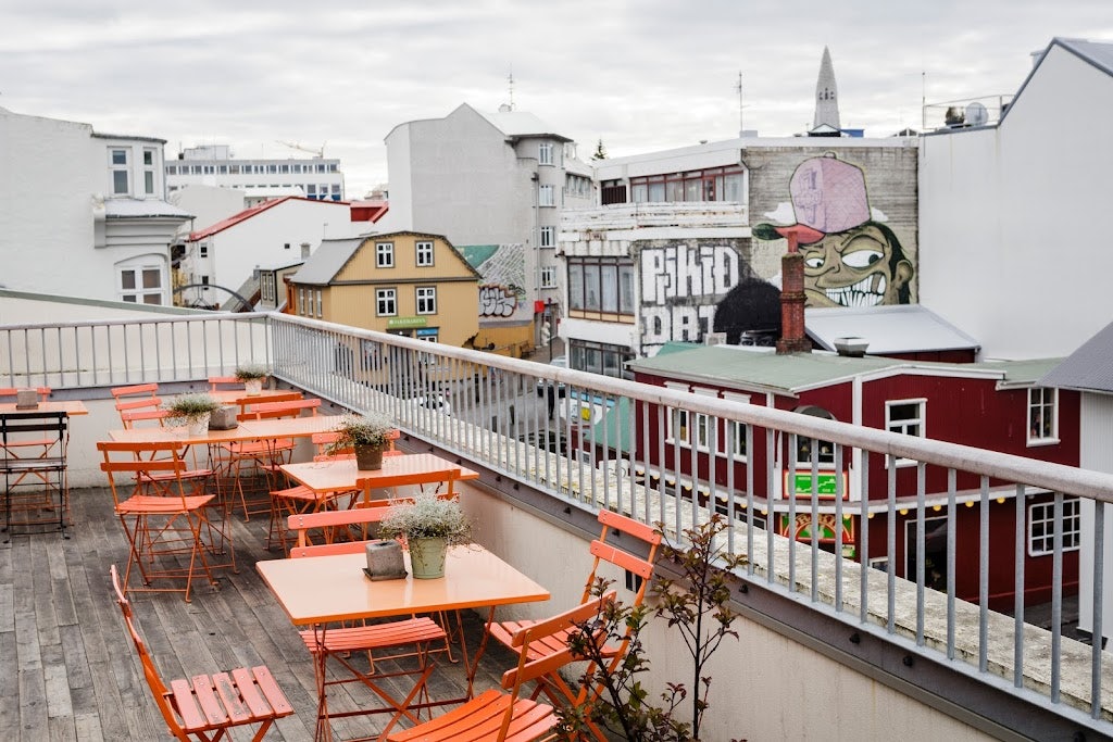 rooftop bar at Loft HI hostel in Reykjavik 