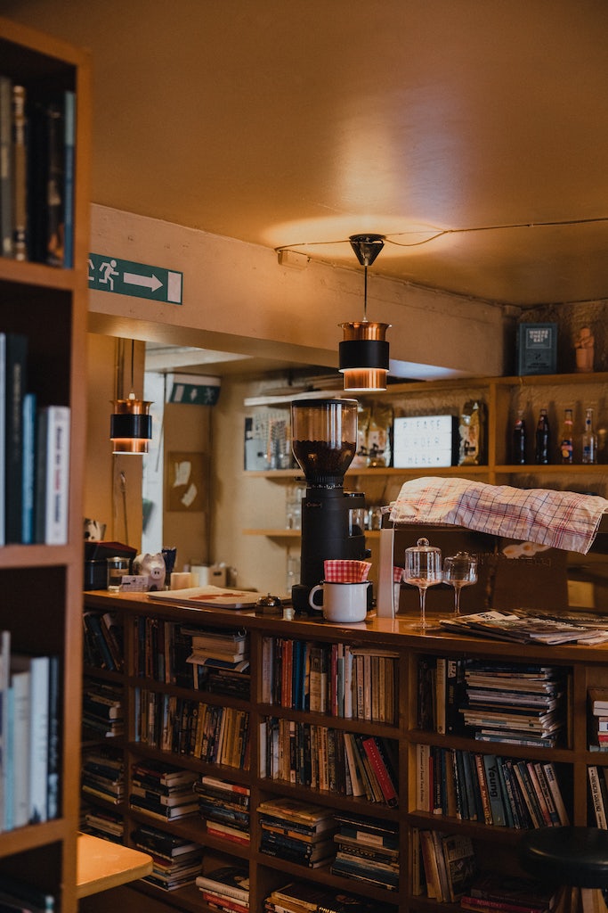 cozy cafe interior of Grái kötturinn