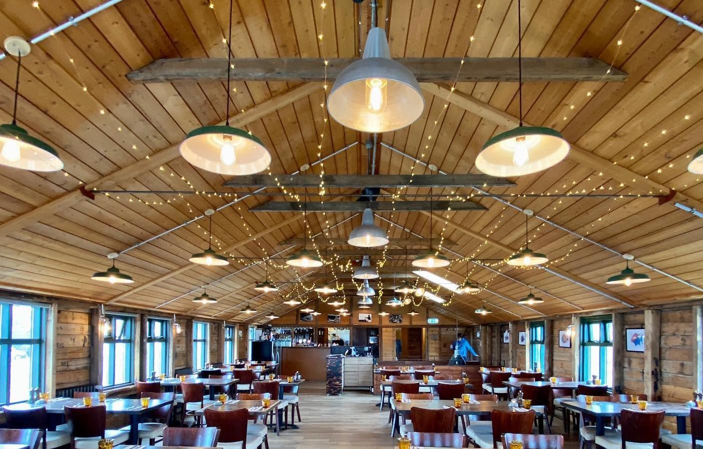 wooden interior of sea food restaurant Pakkhús