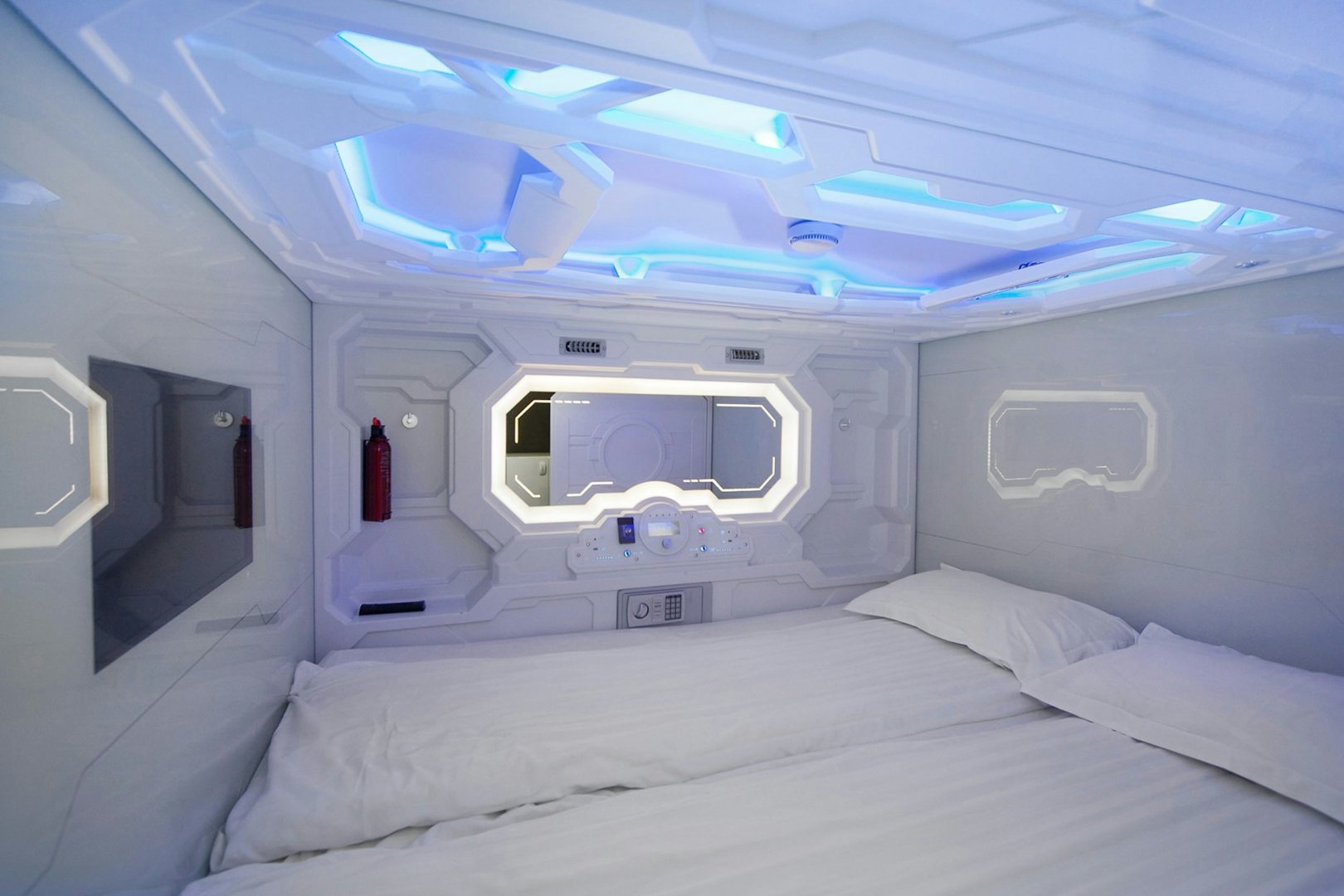 a sleeping pod at Galaxy Pod Hostel in Iceland