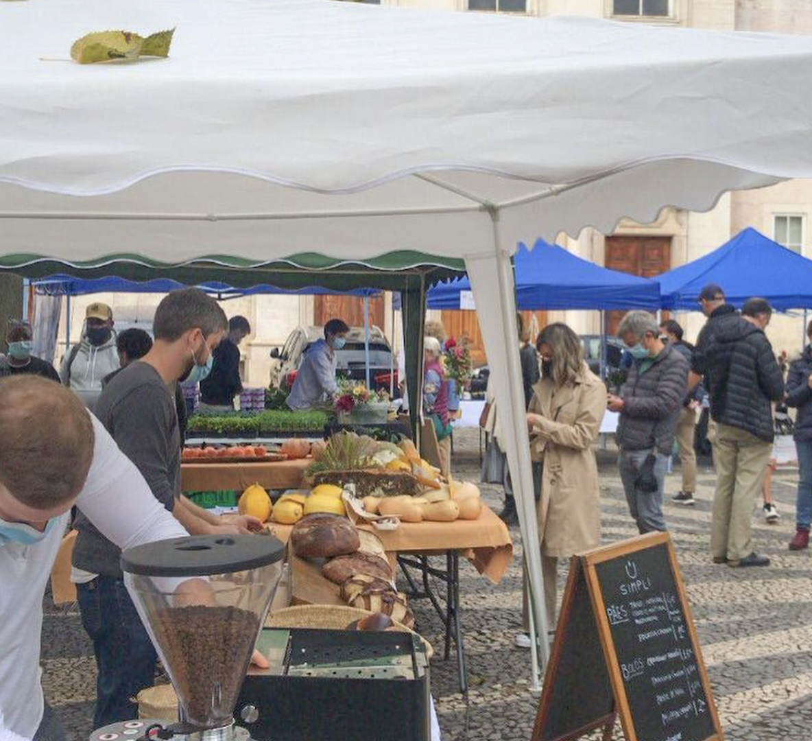 Food stalls at the Mercado de Produtores in Lisbon