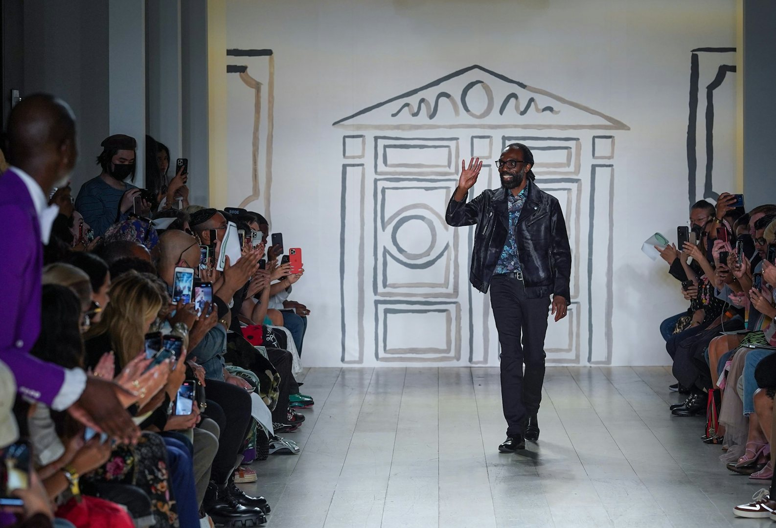 Fashion designer Kevan Hall on the runway