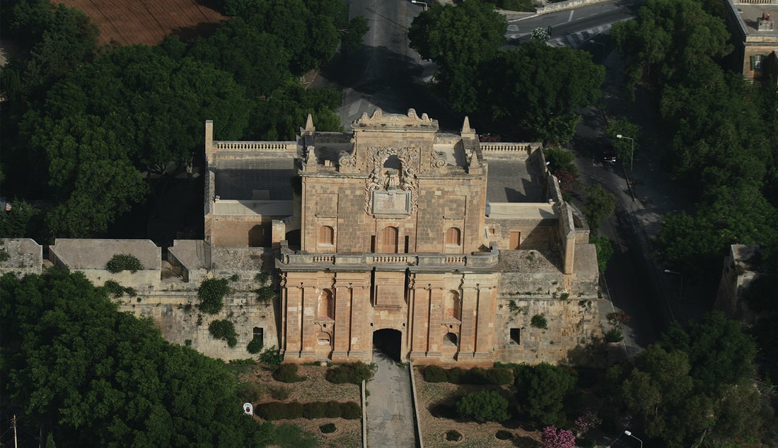 aerial view of the Cottonera Gate in Malta