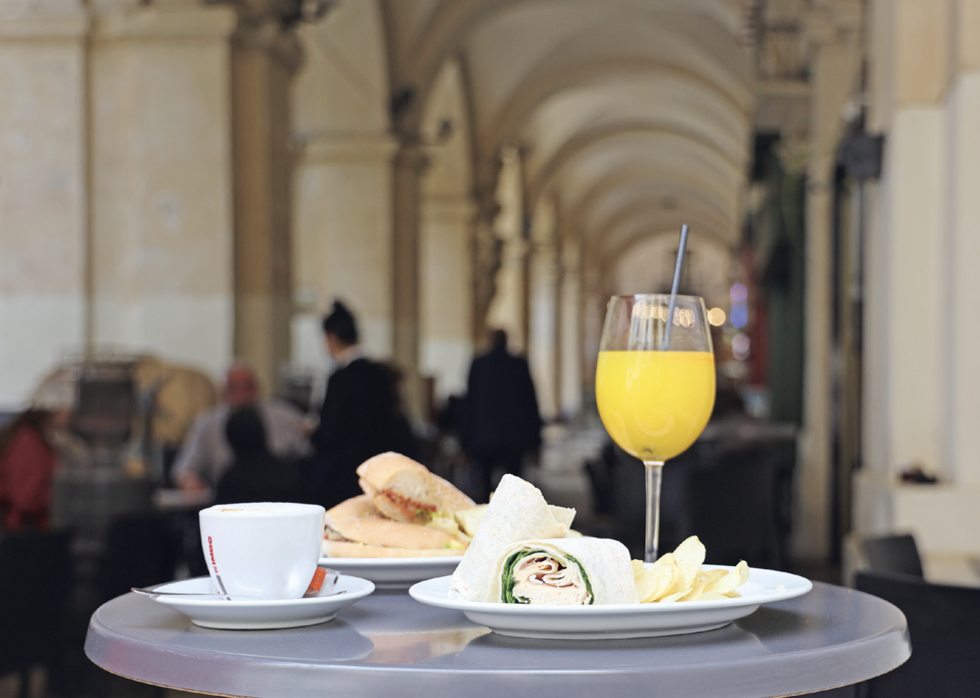 a table with drinks and lunch at Kingsway in Malta