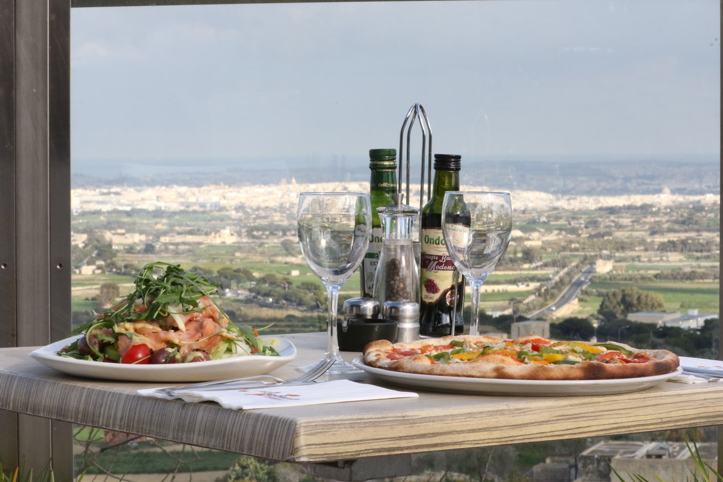 stunning view from Pizzeria Veduta in Malta