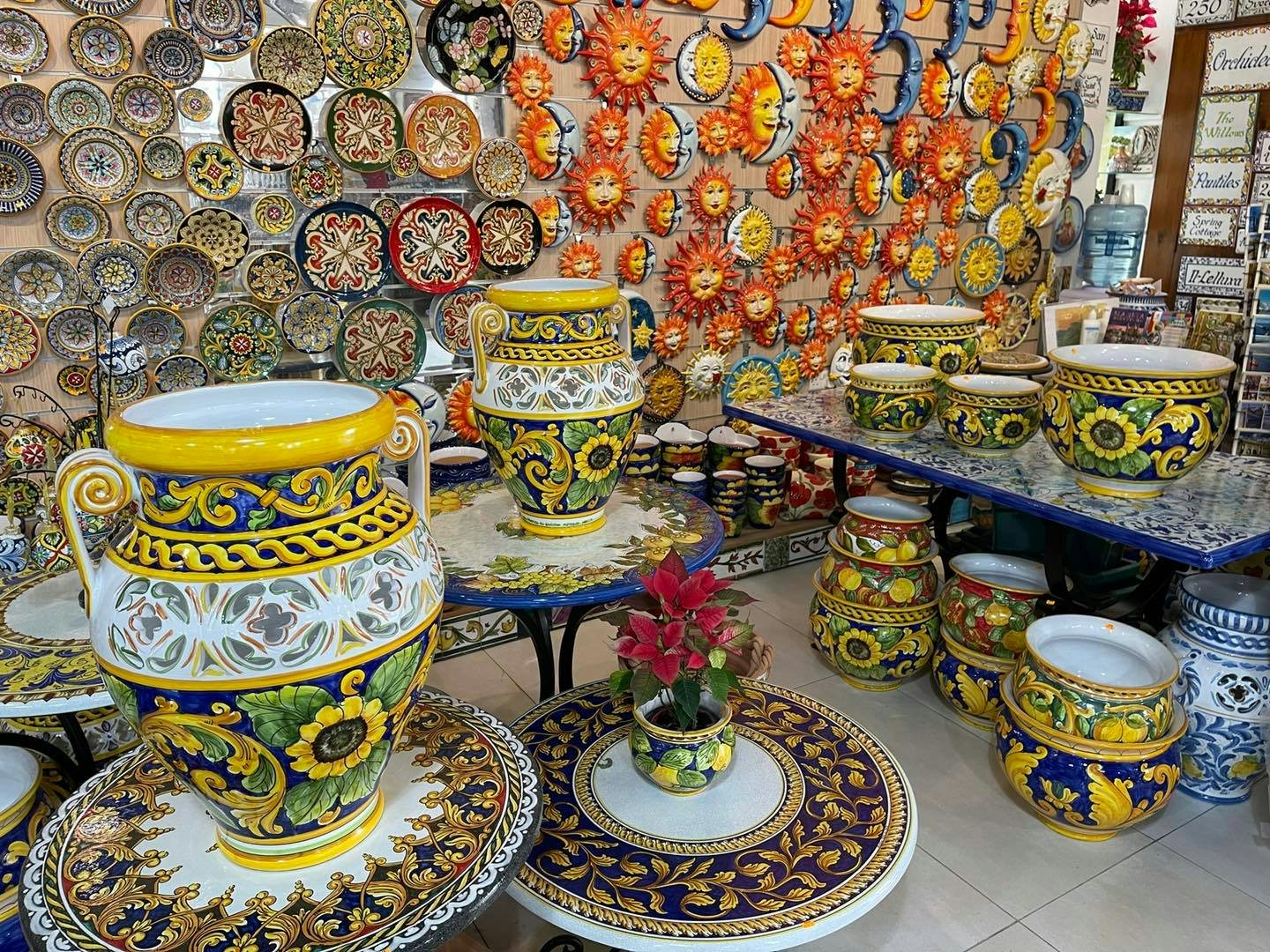 colourful traditional Maltese potteries