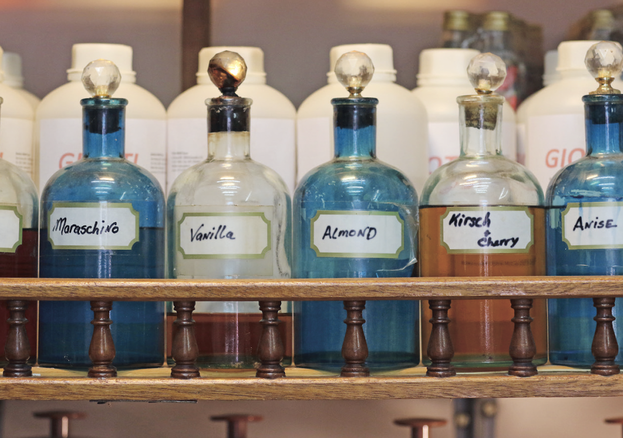 bottles of scent at George Zammit herb shop