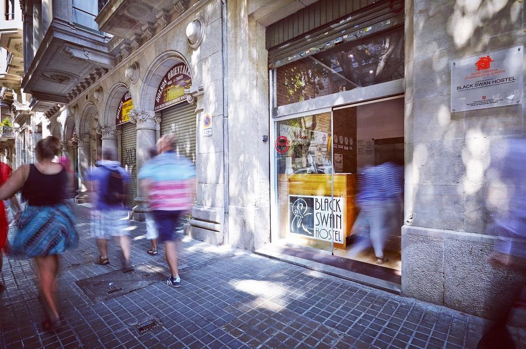 Street entrance of Black Swan Hostel