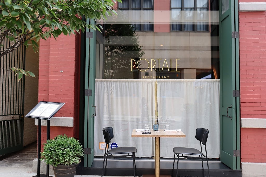 facade and entrance of Portale restaurant in NYC