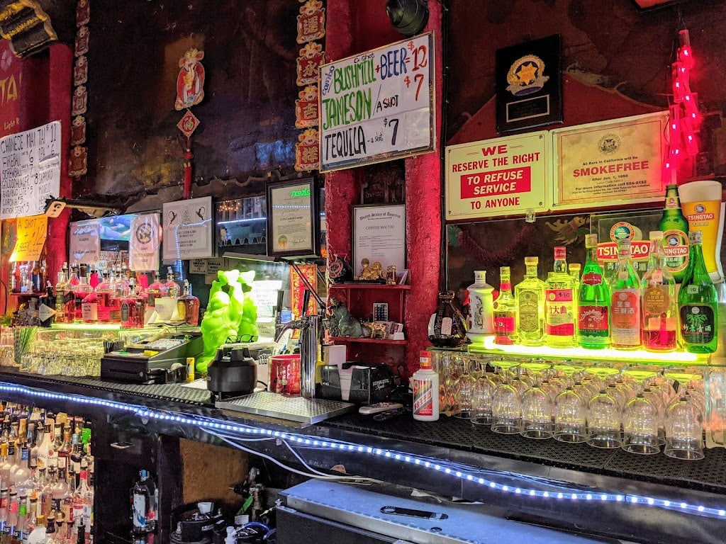 funky and kitschy bar interior of the Li Po Lounge in SF