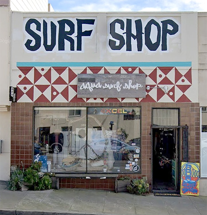 facade of Aqua Surf Shop in SF