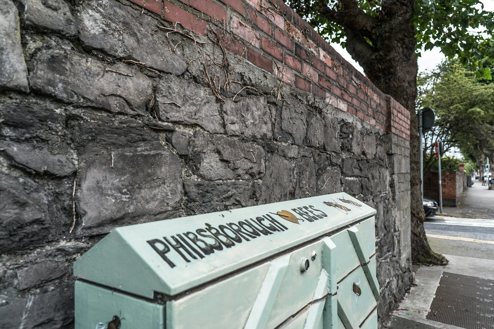 street art and bee box at Pibsborough Dublin