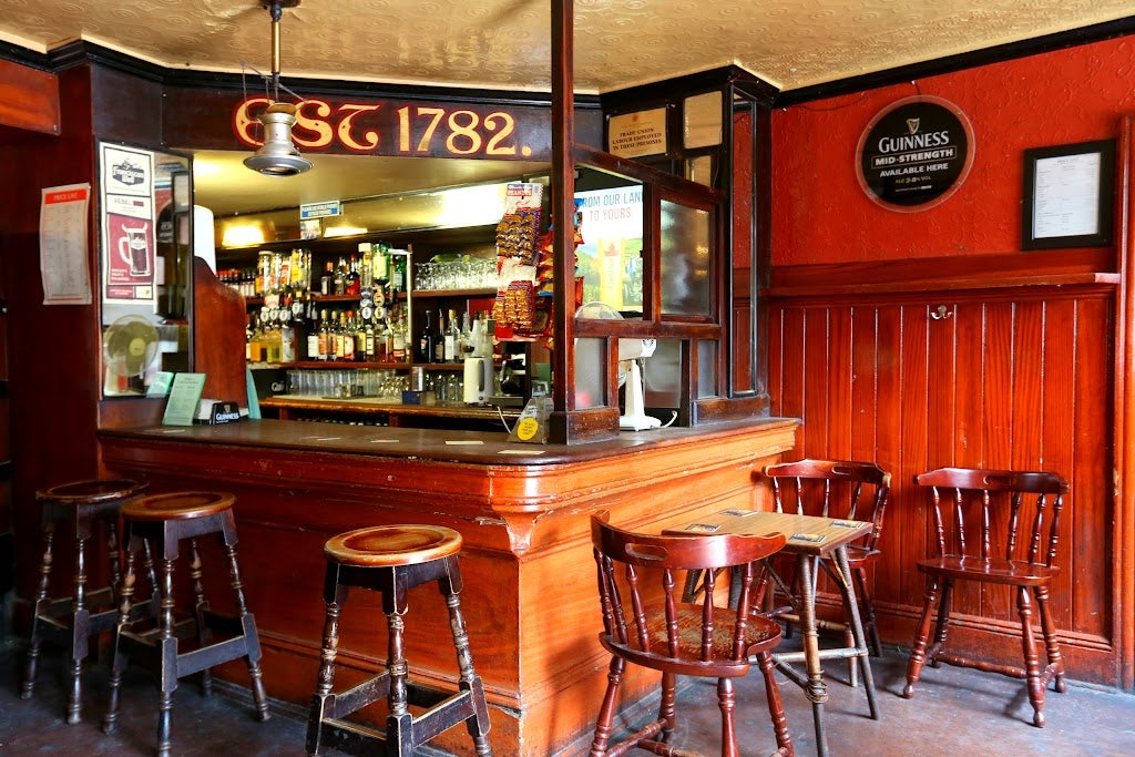 vintage interior of Mulligan's pub in Dublin