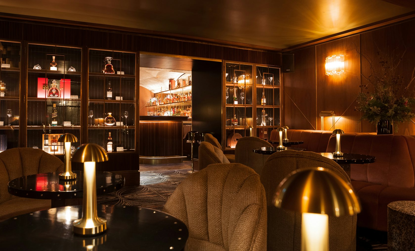 elegant and luxurious interior of 9 Below cocktail bar