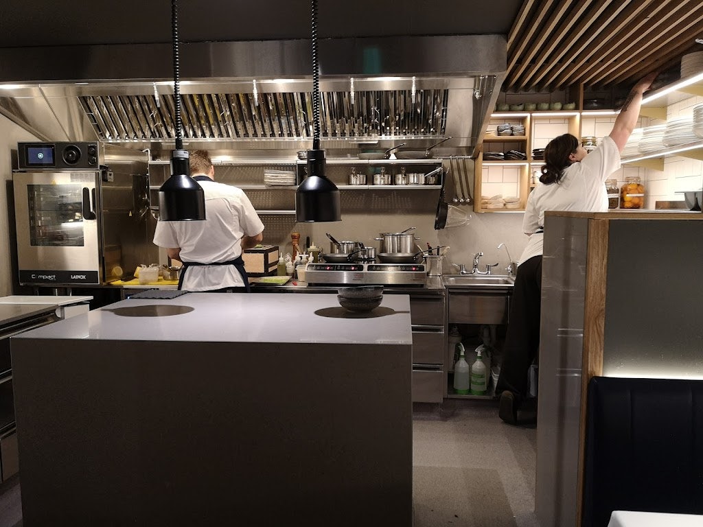 chefs cooking at Liath restaurant in Dublin