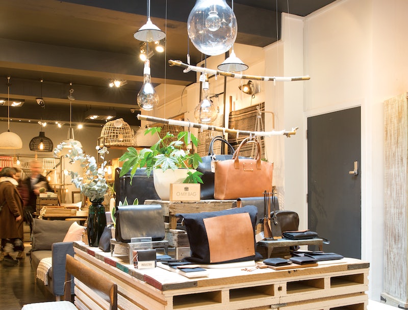 bags and interior design at Industry & CO store