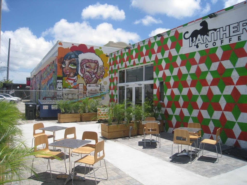 colourful exterior of Panther Coffee bar