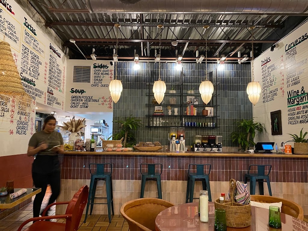 eclectic interior of Tacos vs Burritos Cantina in Miami 