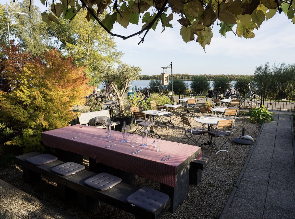 outdoor terrace with view at Kop van 't Land restaurant