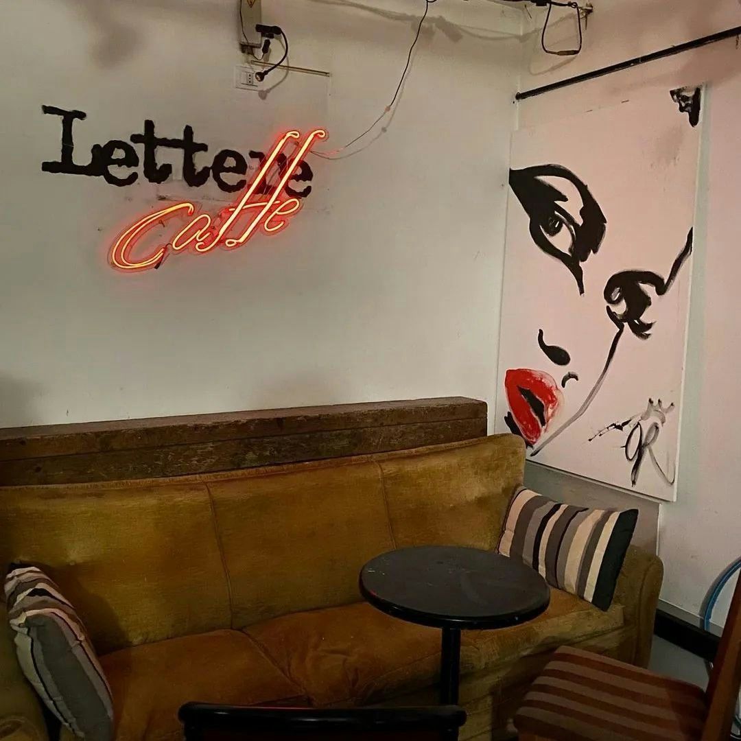 Funky interior of Lettere Caffe in Rome