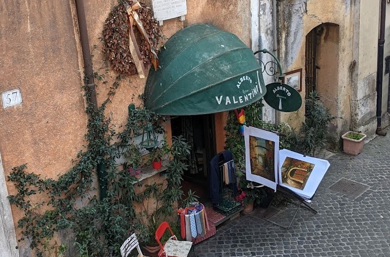 store front of Alberto Valentini Ricera in Rome