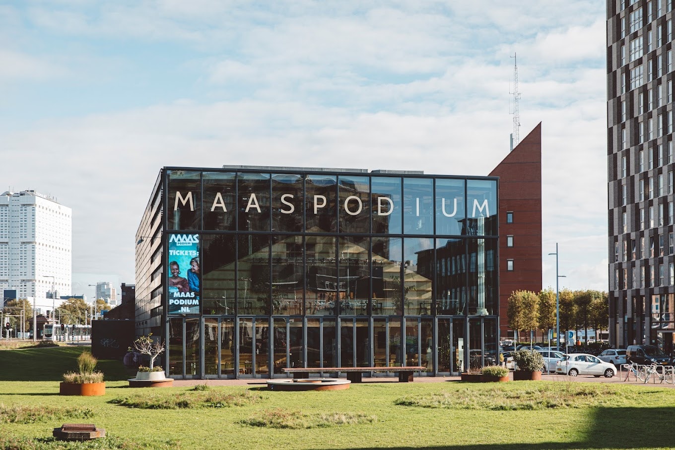 exterior of the Rotterdam Maaspodium on a sunny day