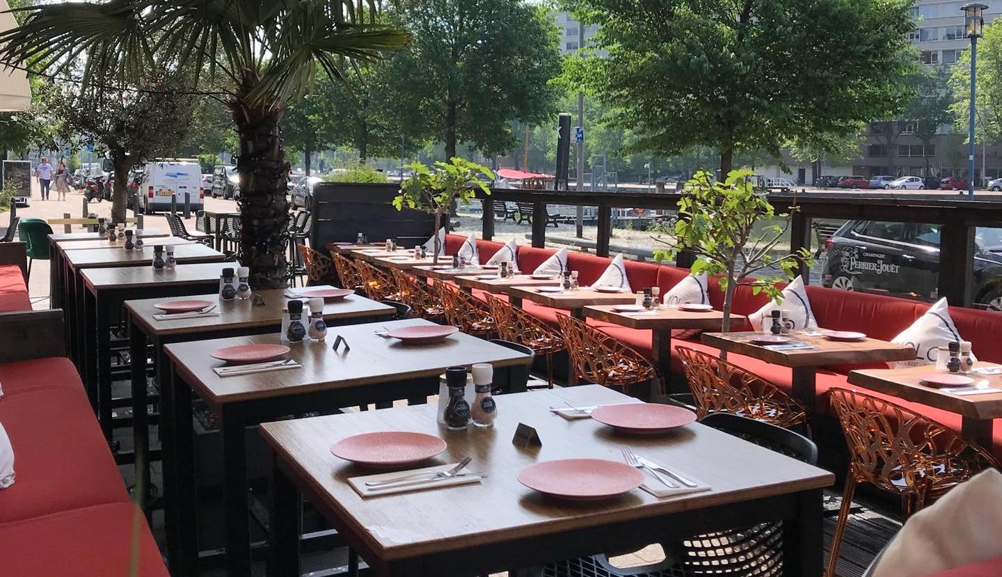 outdoor terraca at YOLO bar restaurant in Rotterdam