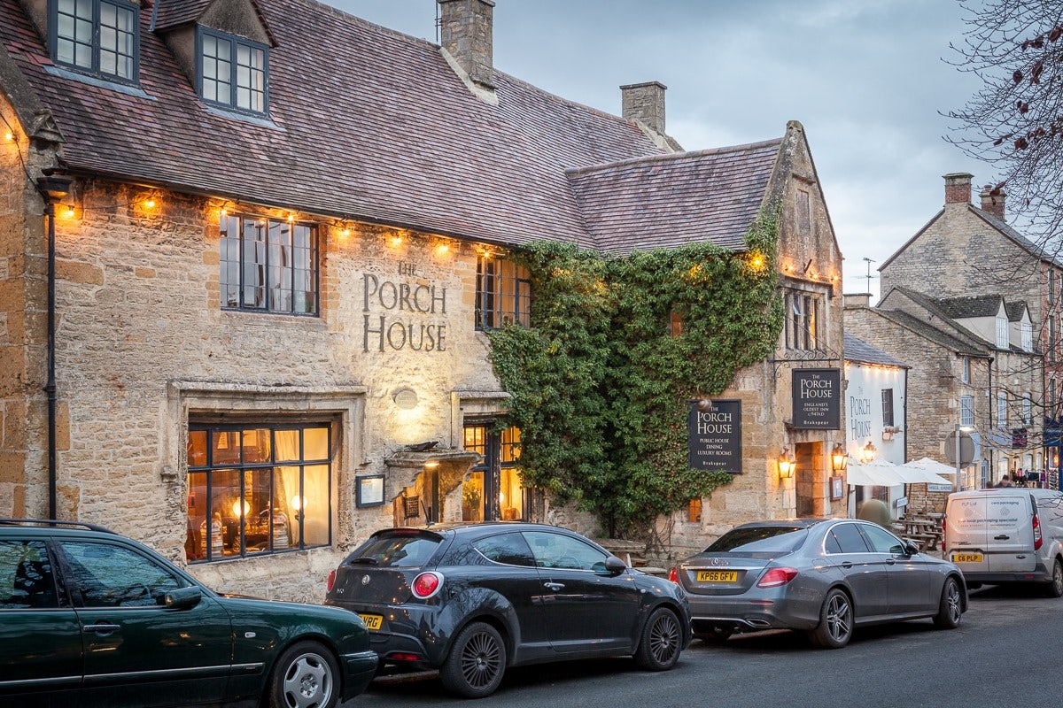 Exterior of old pub The Porch House