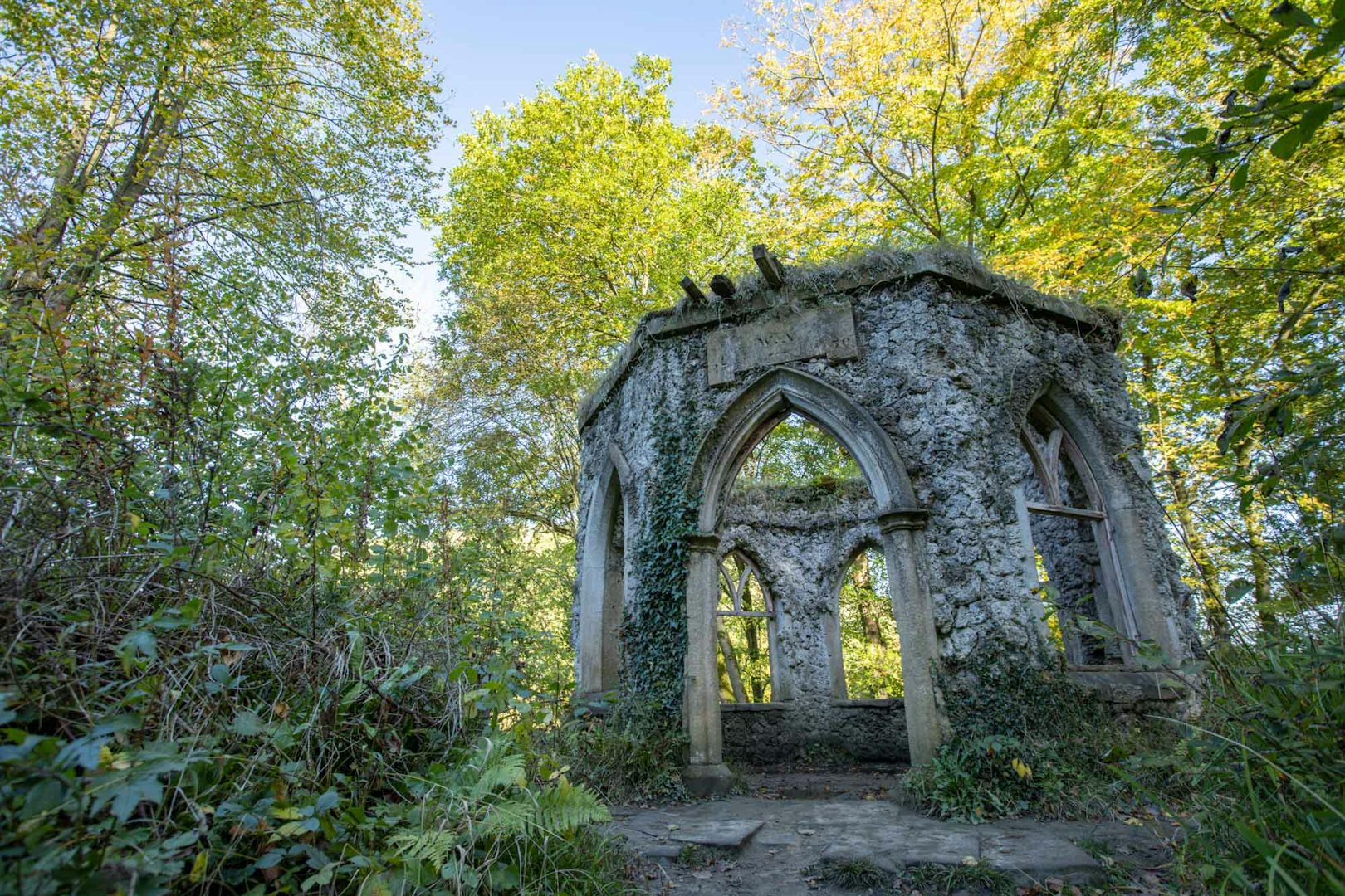 Stone folly in the woods of Hackfall