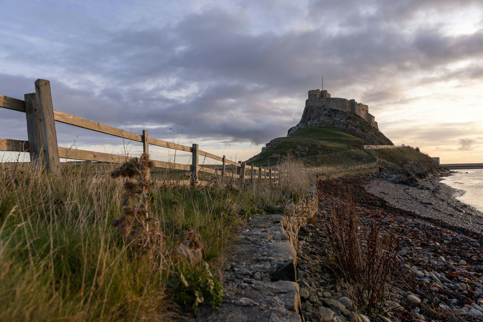 Holy Island of Lindisfarne at sunset