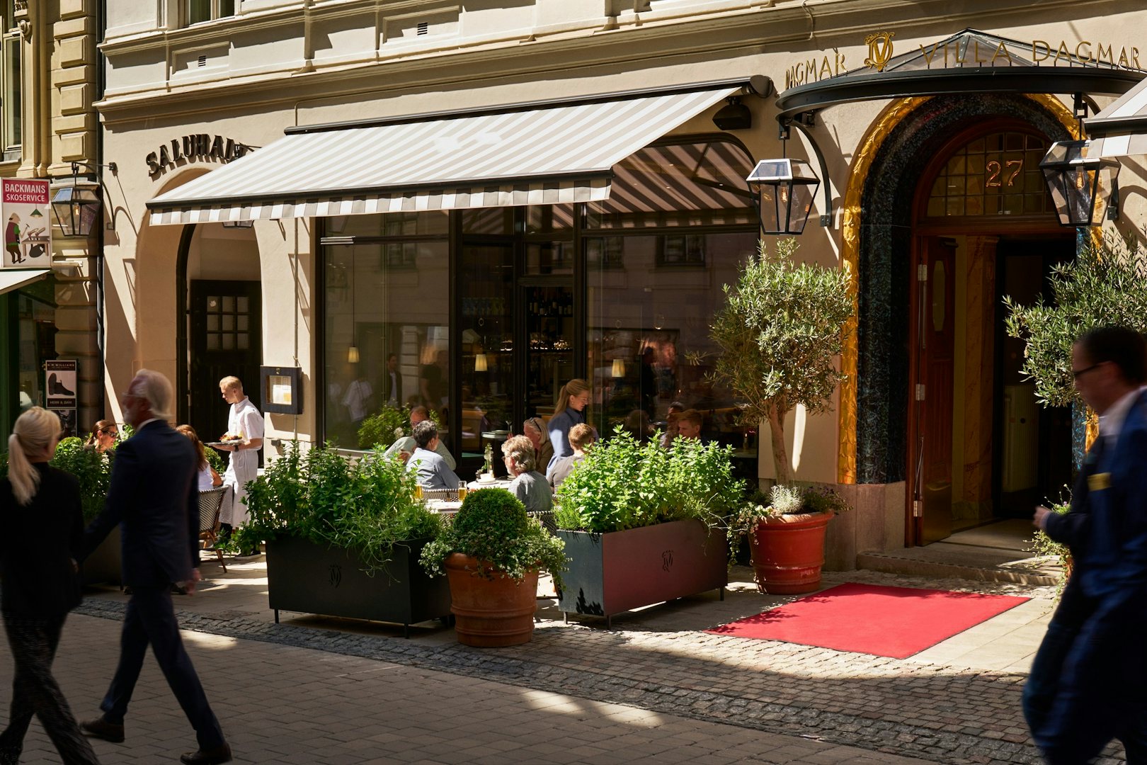 Terrace and entrance of hotel Villa Dagmar