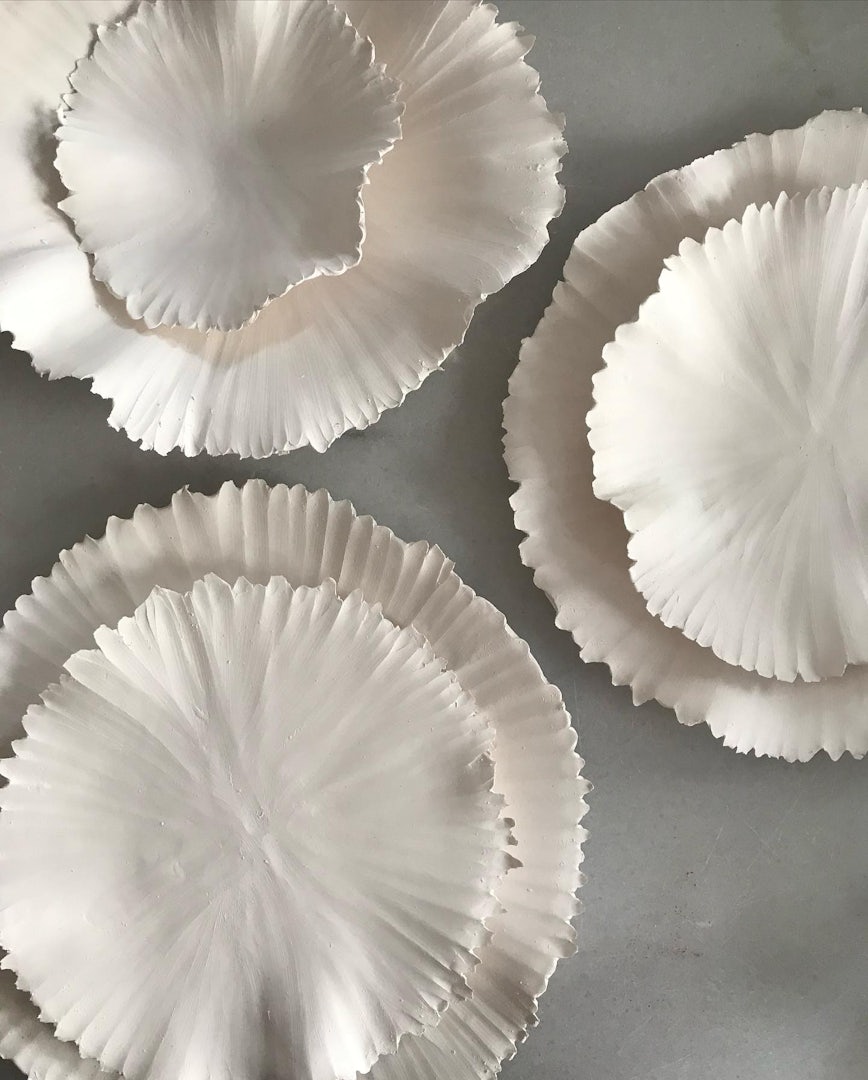 handmade white ceramic plates by Touline Ceramics