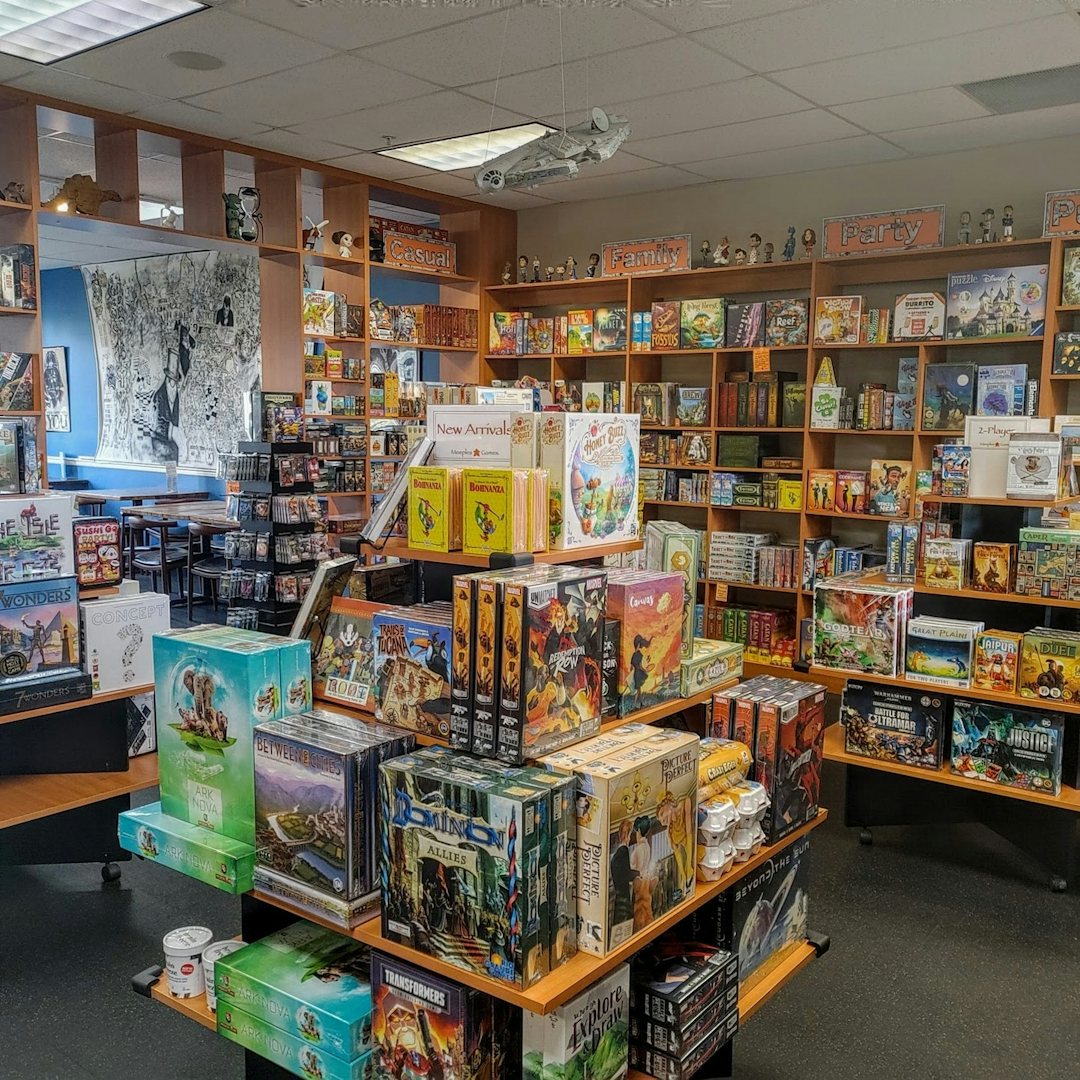 Interior of Meeples Games shop