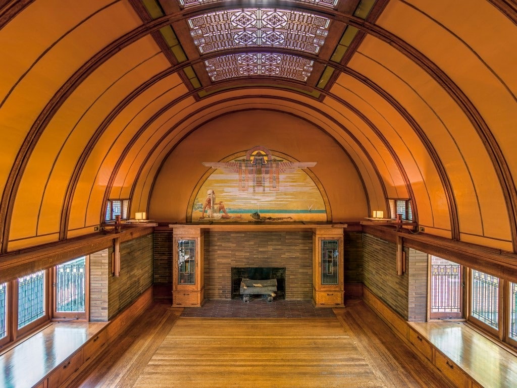 an orange room at Frank Lloyd Wright Home & Studio