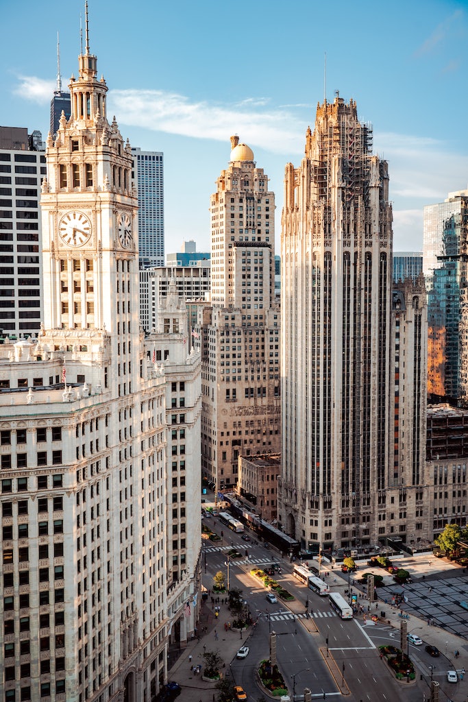 top view of the Chicago Tribune tower