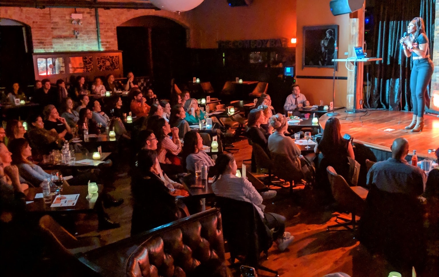 people enjoying a show in Comedy Bar Chicago