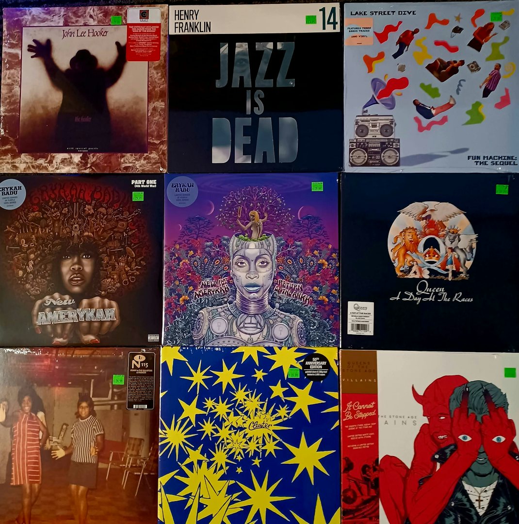 vinyl records displayed at Laurie's Planet of Sound