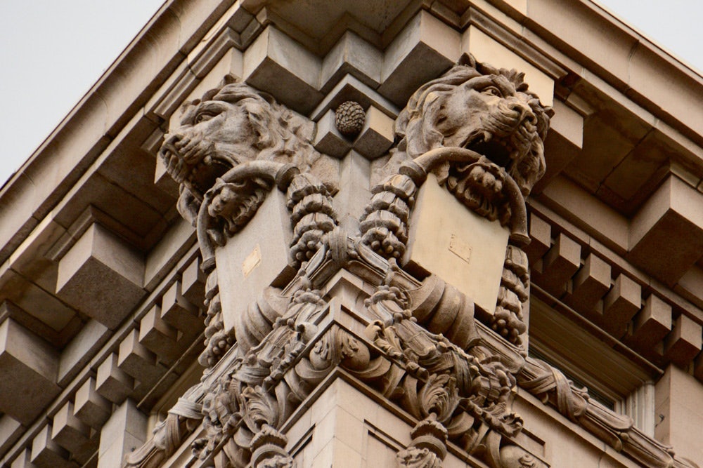 architectural detail on corner of a building