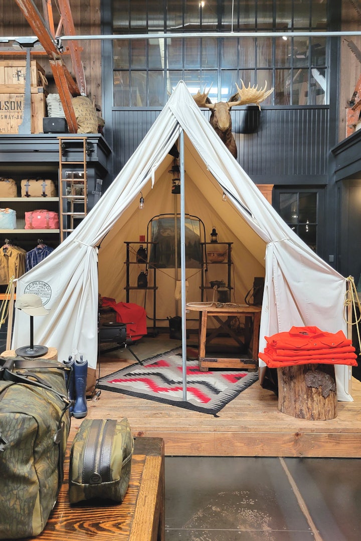 Tent displayed in the Filson shop in Seattle