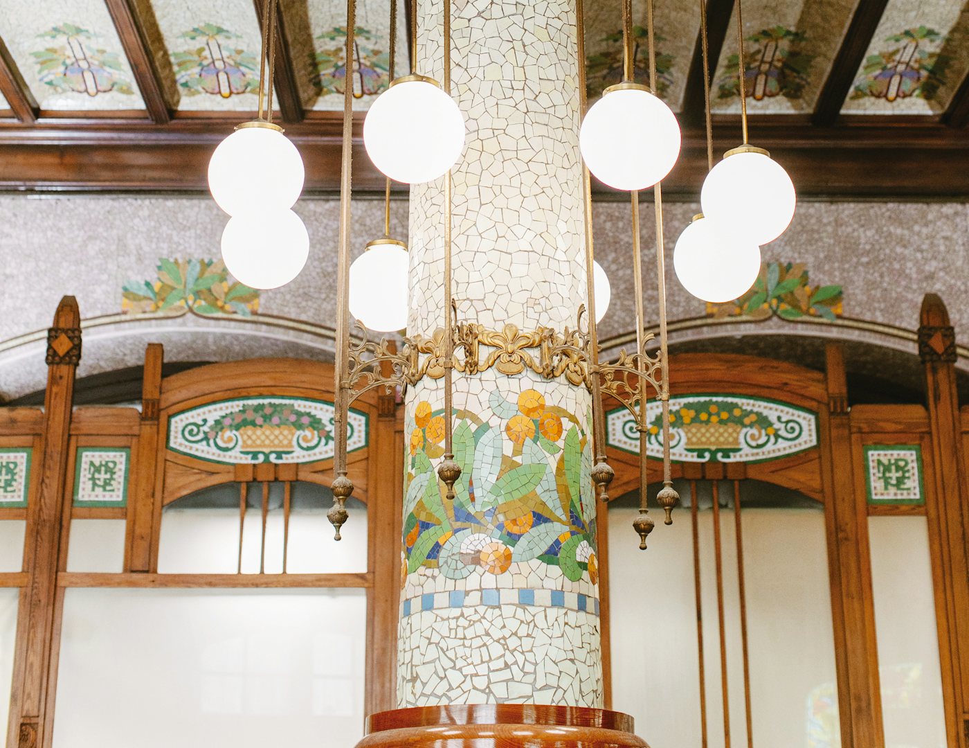 Ornamental mosaics with oranges in a train station of Valencia
