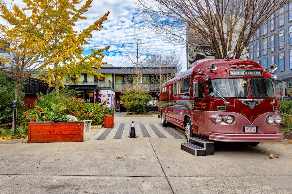 a converted bus at the Verb Hotel