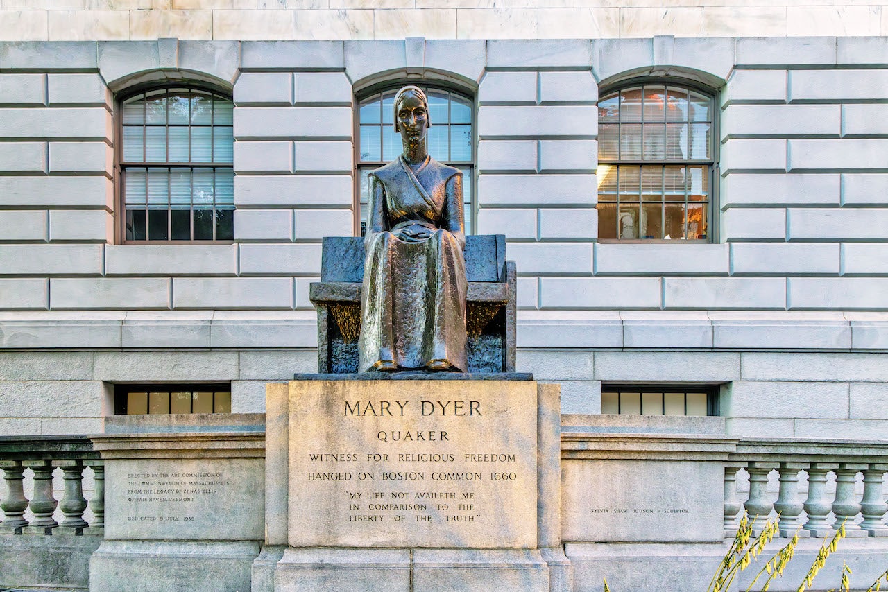 the statue of Mary Dyer in Boston