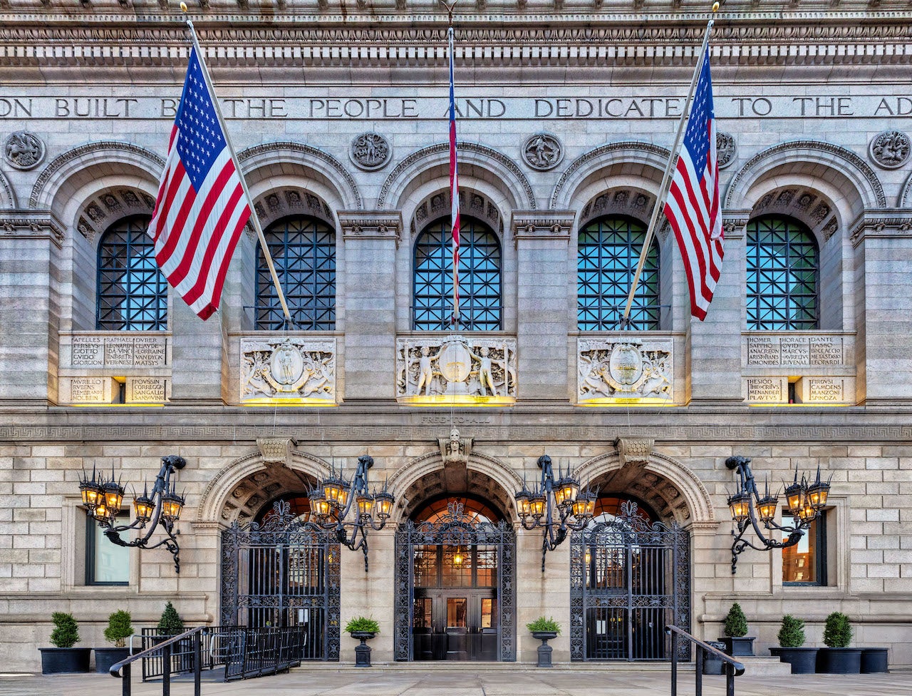 facade of the Boston public library