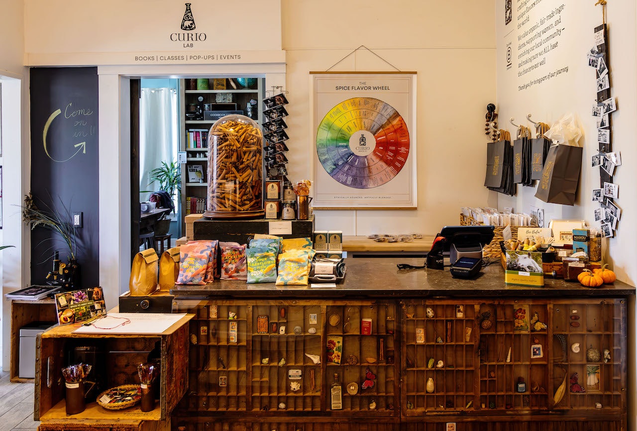 counter at Curio Spice co. Boston