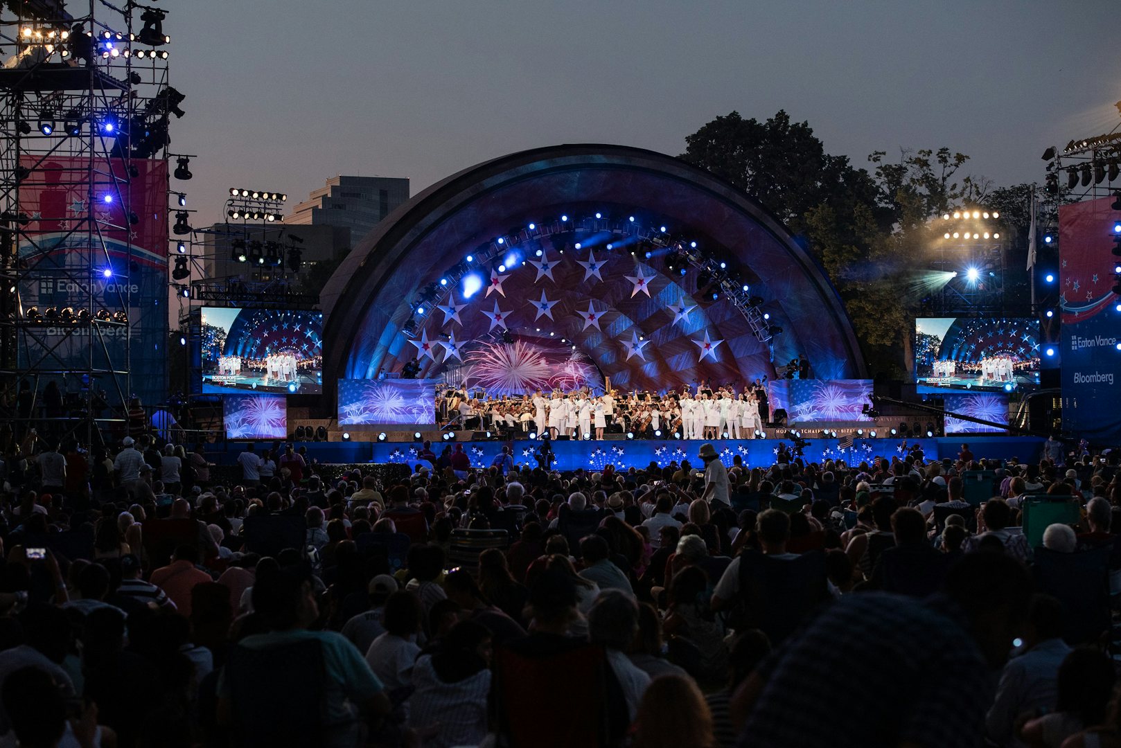 a concert from the US Navy at the Hatch Memorial Shell