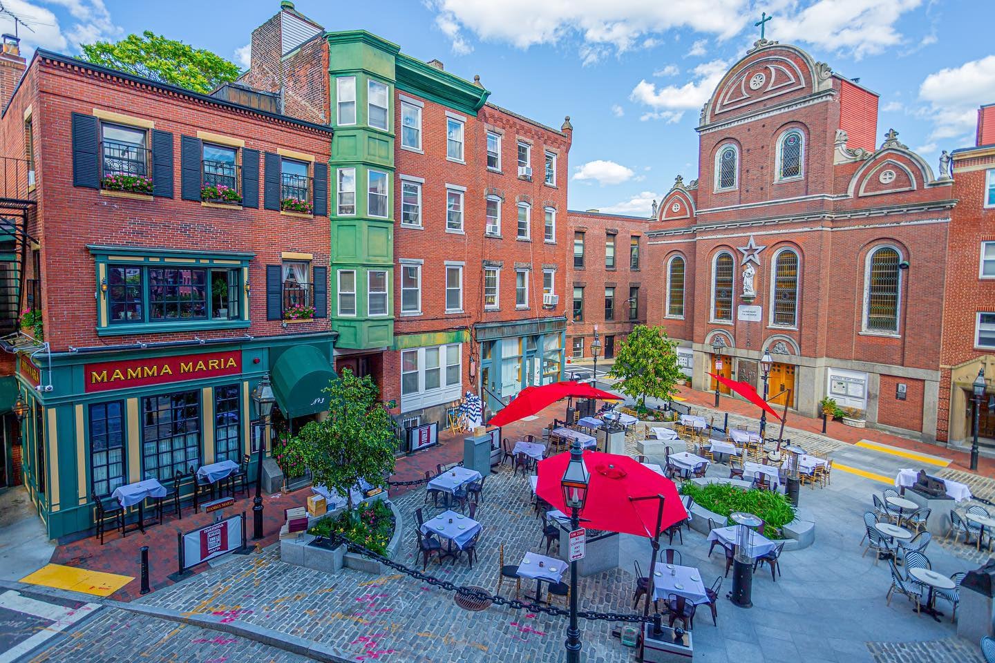 aerial view over terrace of Mamma Maria restaurant