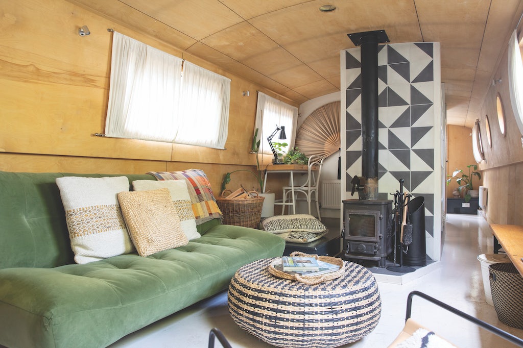 cozy interior of boutique barge at London