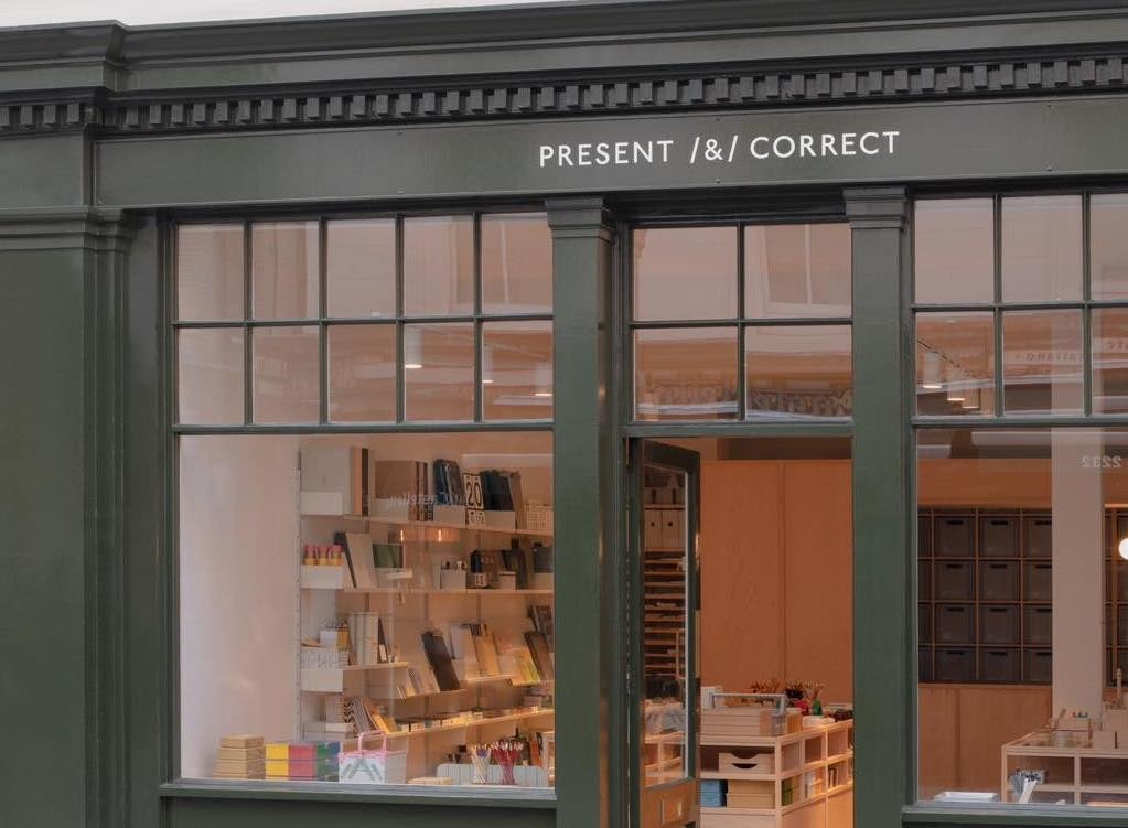 store front of Present & Correct paper store in London
