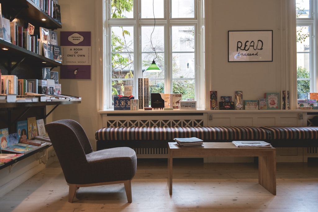 books displayed in Books & Company Copenhagen